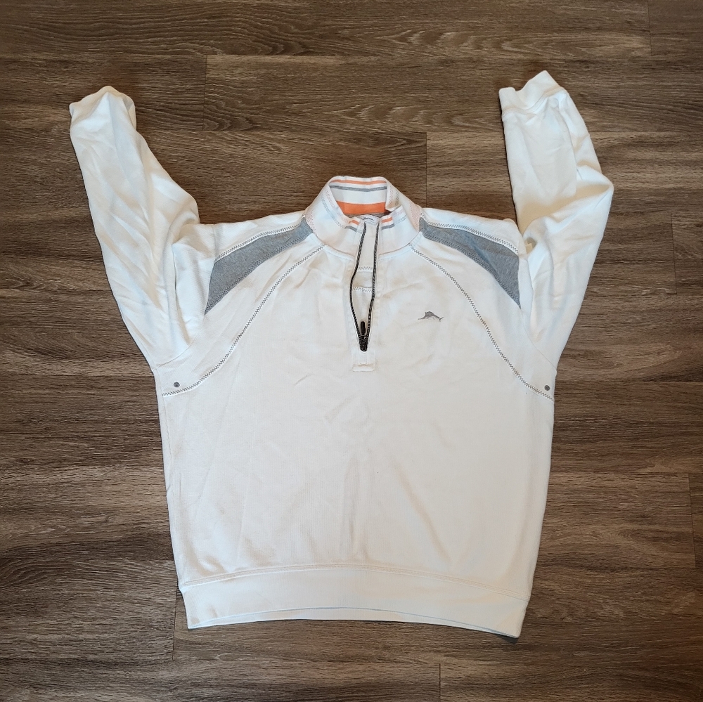 Tommy Bahama White and Gray Men's Sweater